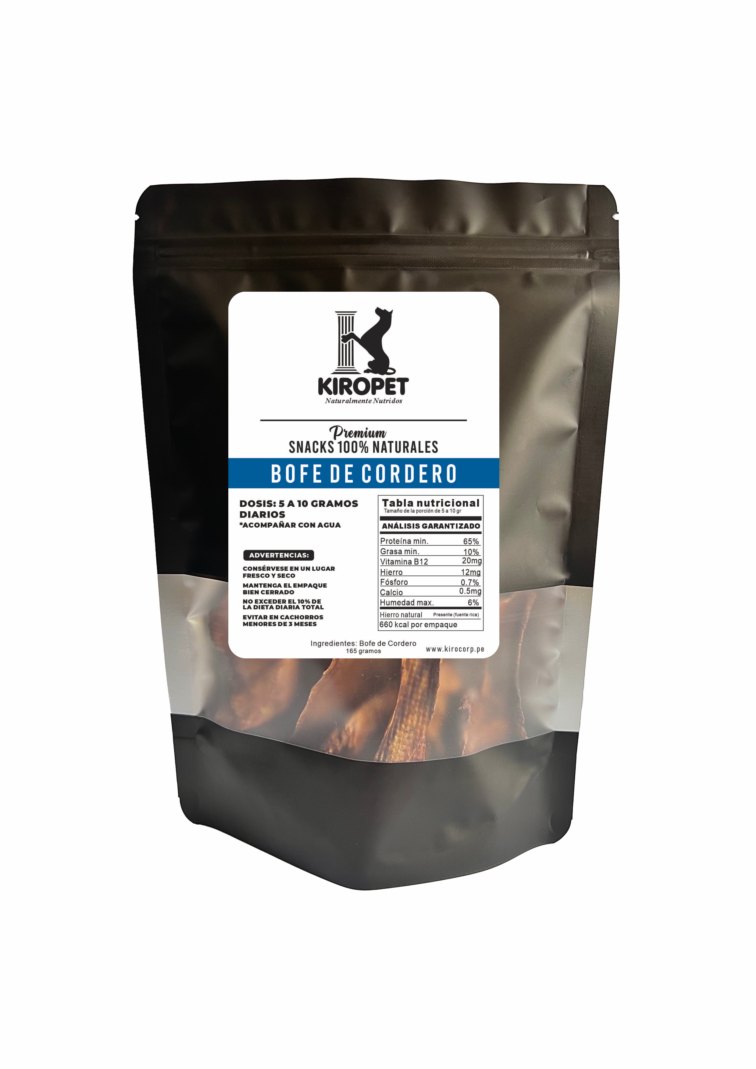 Bofe de cordero deshidratado - empaque